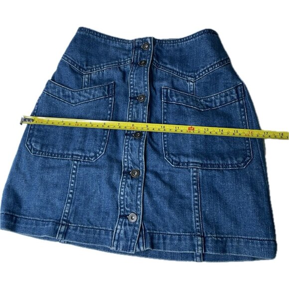 Free People "come a little closer" denim mini skirt size 2 XS Button Down NWOT - Picture 5 of 8